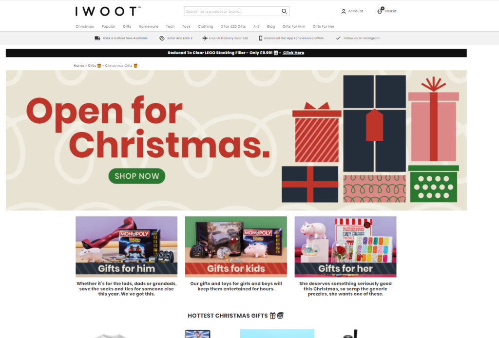 IWOOT - zaawansowane kupony Christmas landing page