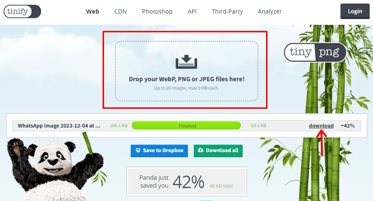 Сжать изображение с помощью TinyPNG