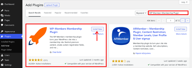 Memilih Plugin Keanggotaan WMembers