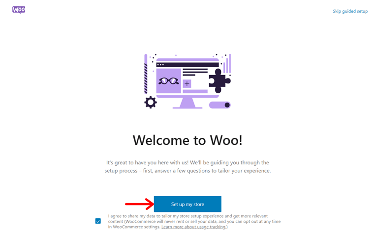 「WooCommerce ストアのセットアップ」をクリックします