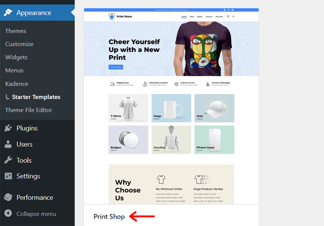 Printshop テンプレートの使用 - WooCommerce ストアのセットアップ方法