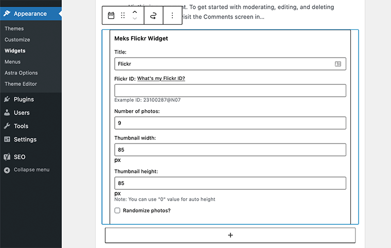Contoh Blok Widget Meks Flickr