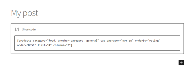 Utilizați un cod scurt WooCommerce în interiorul unei postări pentru a afișa anumite produse