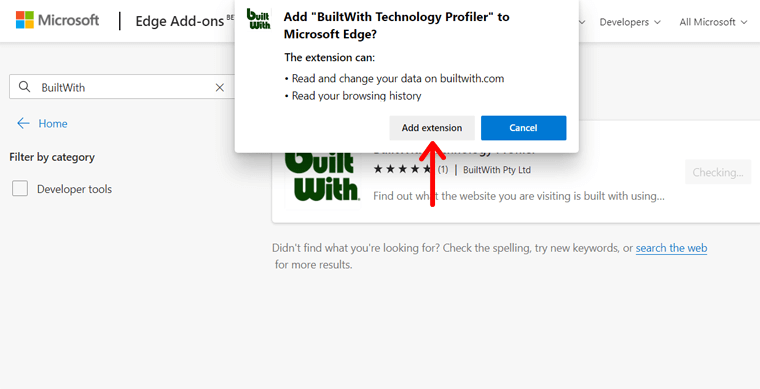 Tambahkan BuiltWith Add-on