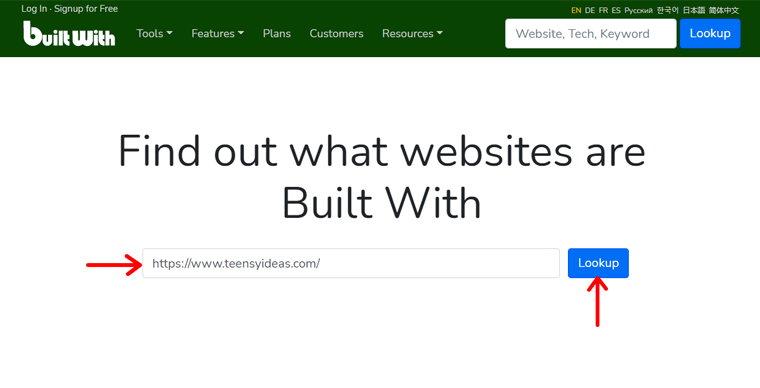 BuiltWith - Periksa Apakah Situs Web Menggunakan WordPress