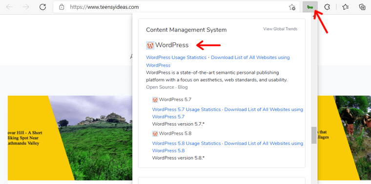 BuiltWith - Periksa Apakah Situs Web Menggunakan WordPress