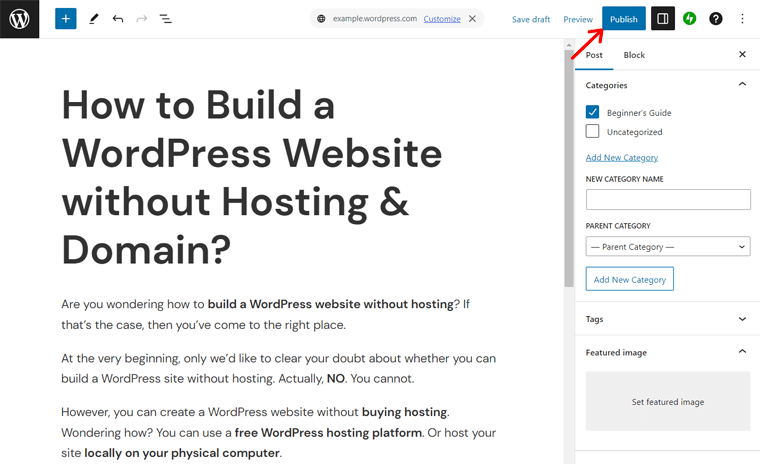 WordPress.com の投稿を公開する