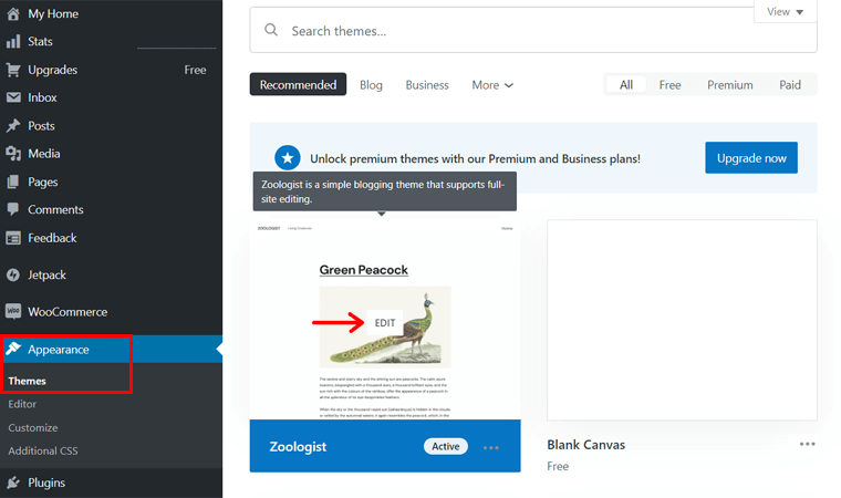 Editar plantilla de tema de WordPress