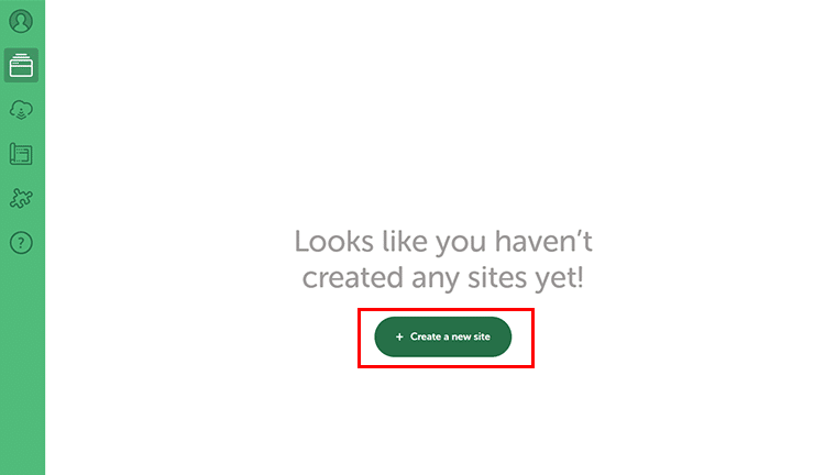Faceți clic pe butonul Creați un site nou