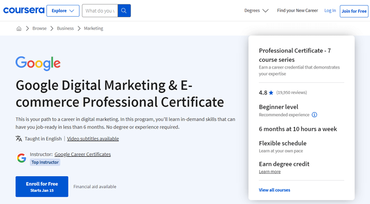 หลักสูตร Coursera Google