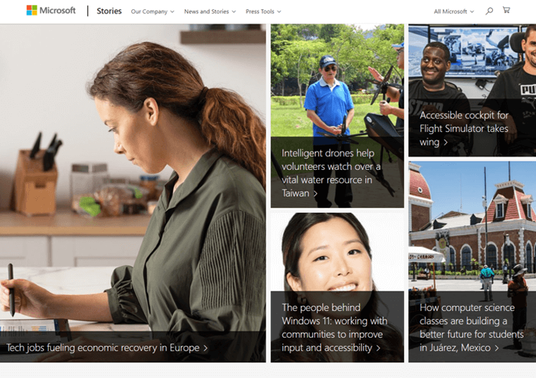 Contoh situs Microsoft News-WordPress