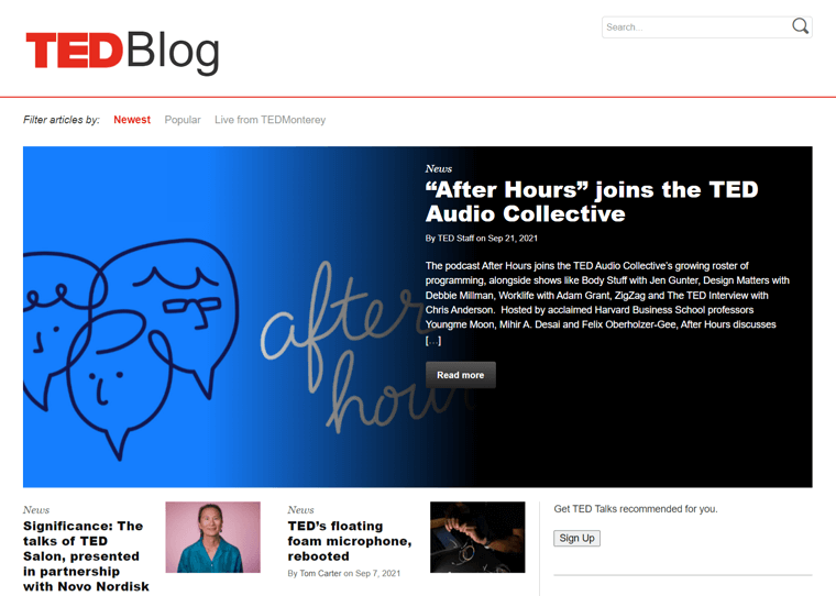Contoh blog Ted Blog-WordPress