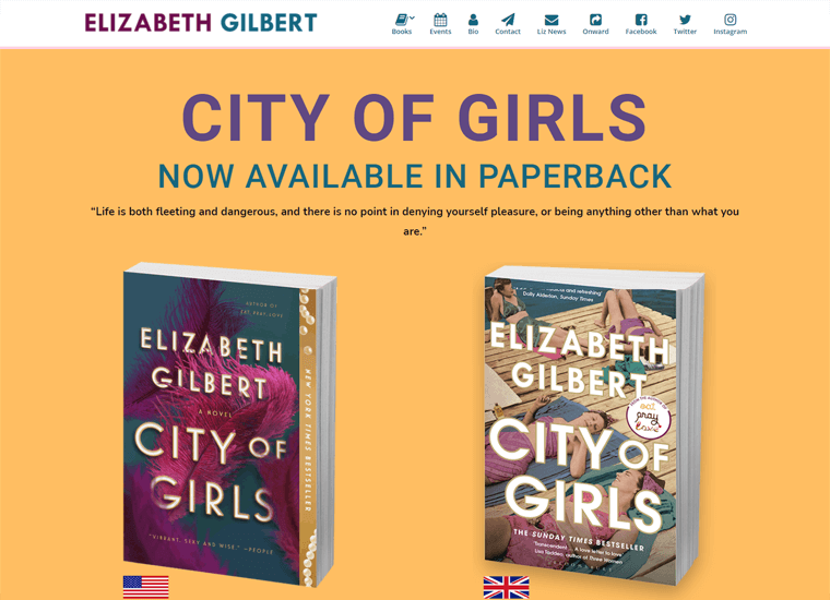 Contoh situs Elizabeth Gilbert-WordPress