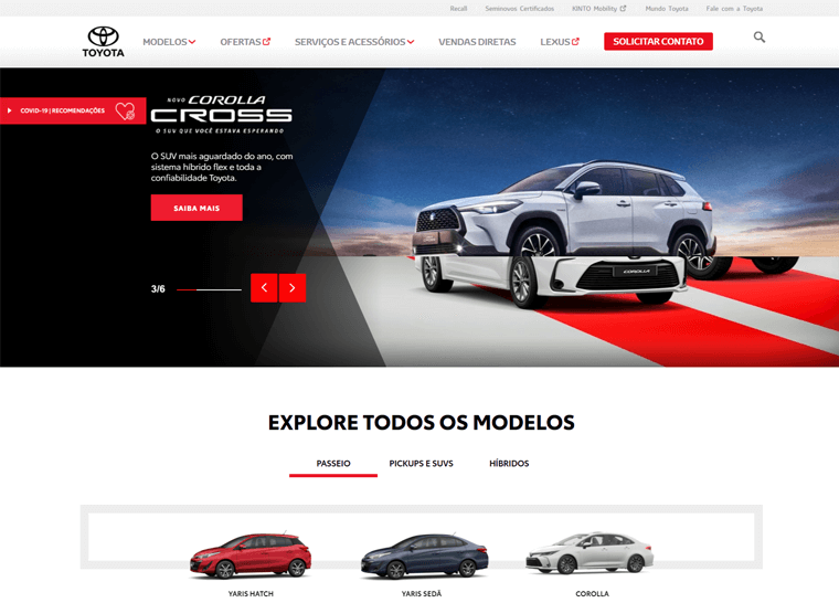 Toyota- contoh situs bisnis WordPress