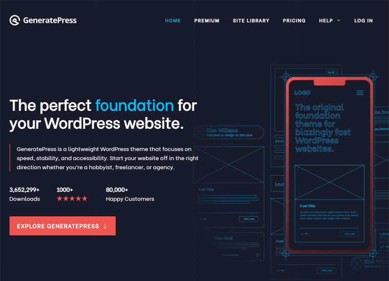 GeneratePress -Contoh situs WordPress
