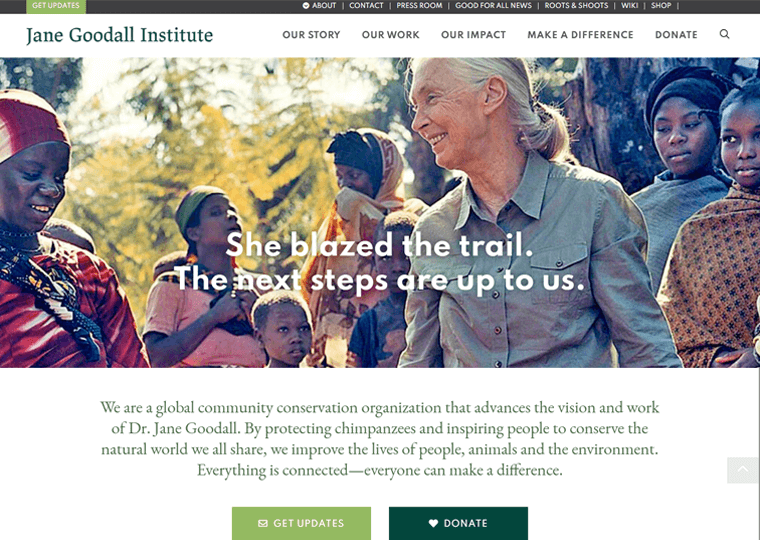 Contoh situs Jane Goodall Institute-WordPress