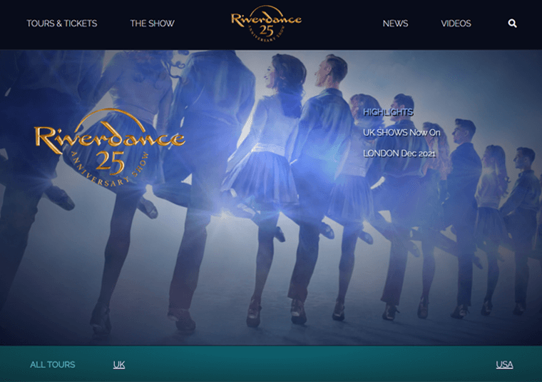 Riverdance- Contoh situs WordPress