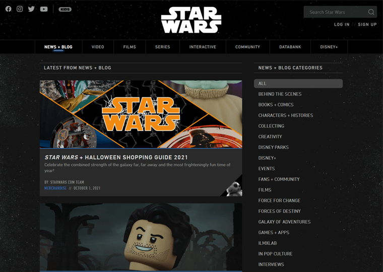 Contoh situs Starwars News-WordPress