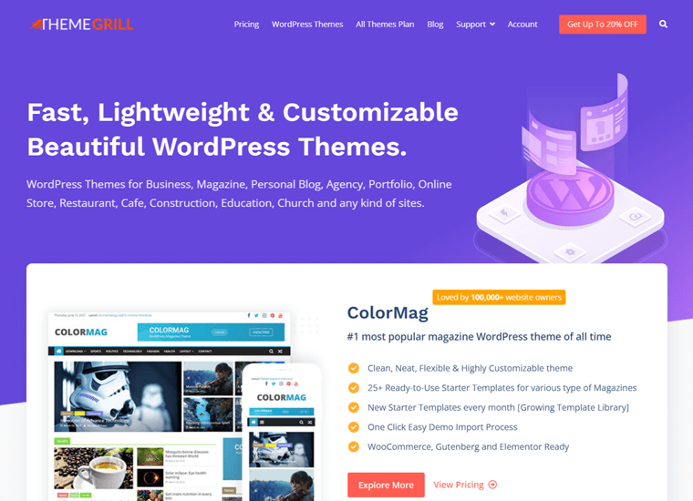 Themegrill- Contoh situs WordPress