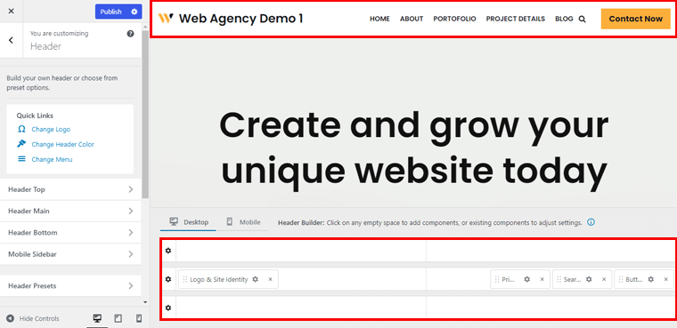 Tidak Ada Opsi Kustomisasi Header