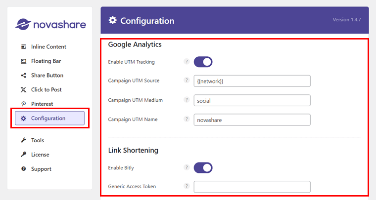 Google Analytics 및 링크 단축 활성화