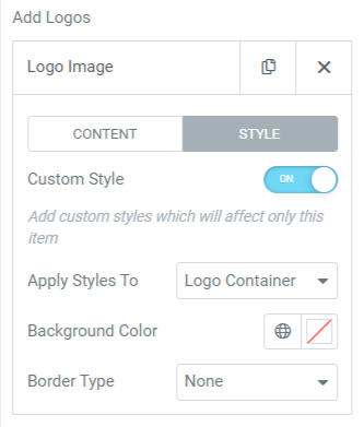 Sección de cuadrícula de logotipos en la pestaña Contenido del widget de cuadrícula de logotipos