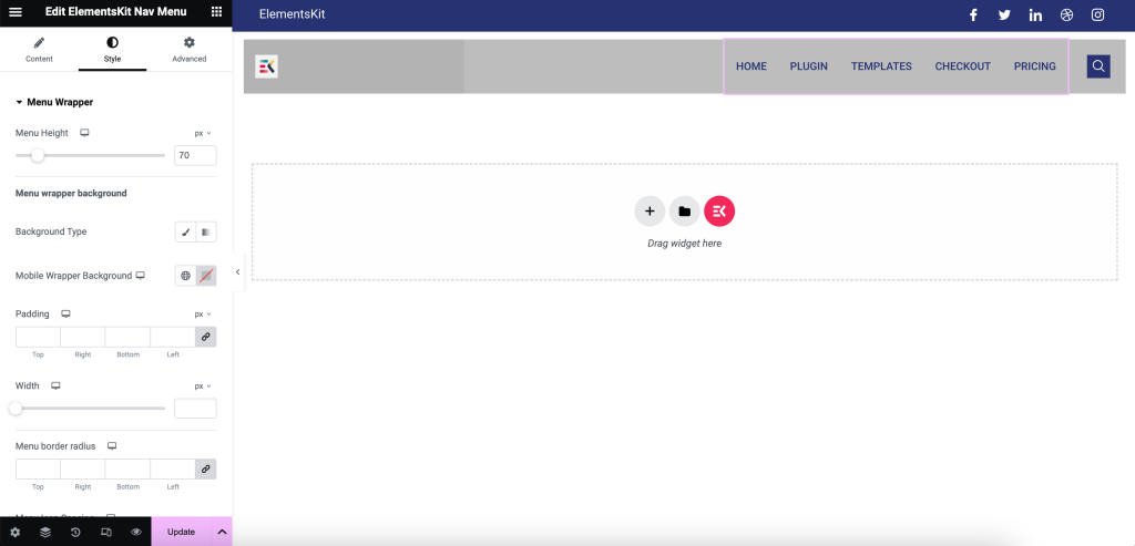 Como editar o menu fixo Elementor usando ElementsKit