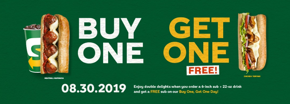 Subway - Coupons avancés BOGO example