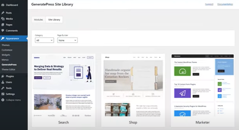 GeneratePress Site Library untuk Demo Impor Mudah
