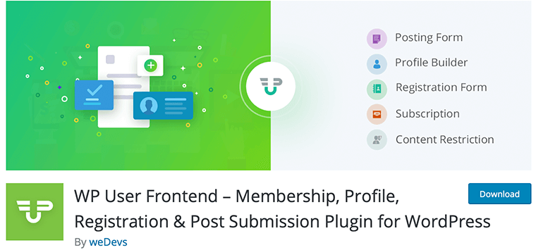 WP User Frontend - Plugin Keanggotaan WordPress Gratis