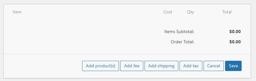 Ajouter des produits, des frais, des frais d'expédition ou des taxes pour une commande WooCommerce