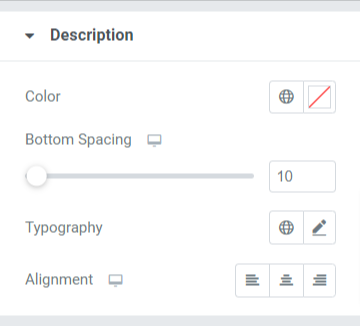 Abschnitt „Beschreibung“ auf der Registerkarte „Stil“ des PowerPack-How-To-Widgets