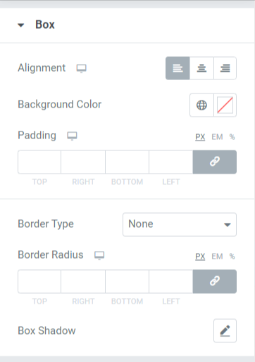 Section Boîte dans l'onglet Style du PowerPack How To Widget