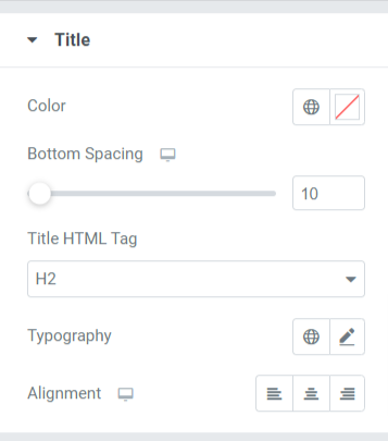 Titelabschnitt auf der Registerkarte „Stil“ des PowerPack-How-To-Widgets