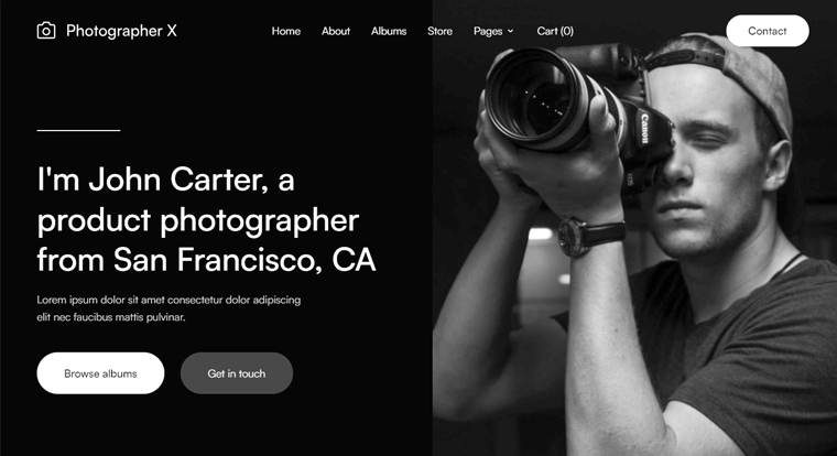 Modello di flusso web di Photographer X