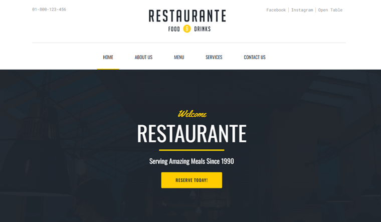 Шаблон веб-потока ресторана