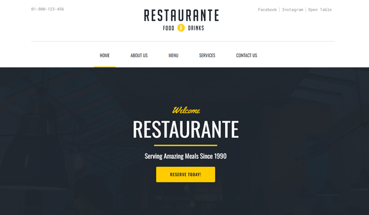 Modelo de Webflow de Restaurante