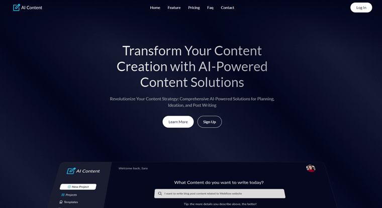 Ai-Content Webflow テンプレート