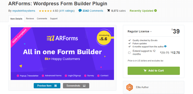 ARForms- Plugin pembuat formulir WordPress