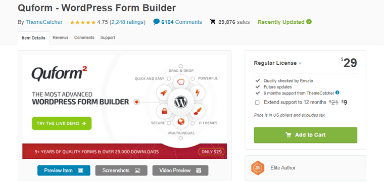 Plugin pembuat formulir Quform-WordPress