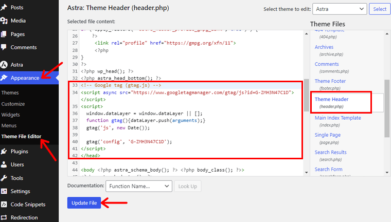 เพิ่มโค้ดติดตาม Google Analytics