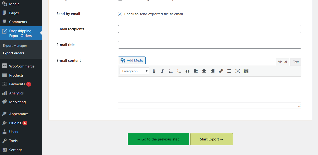 Envoyer des commandes WooCommerce par e-mail