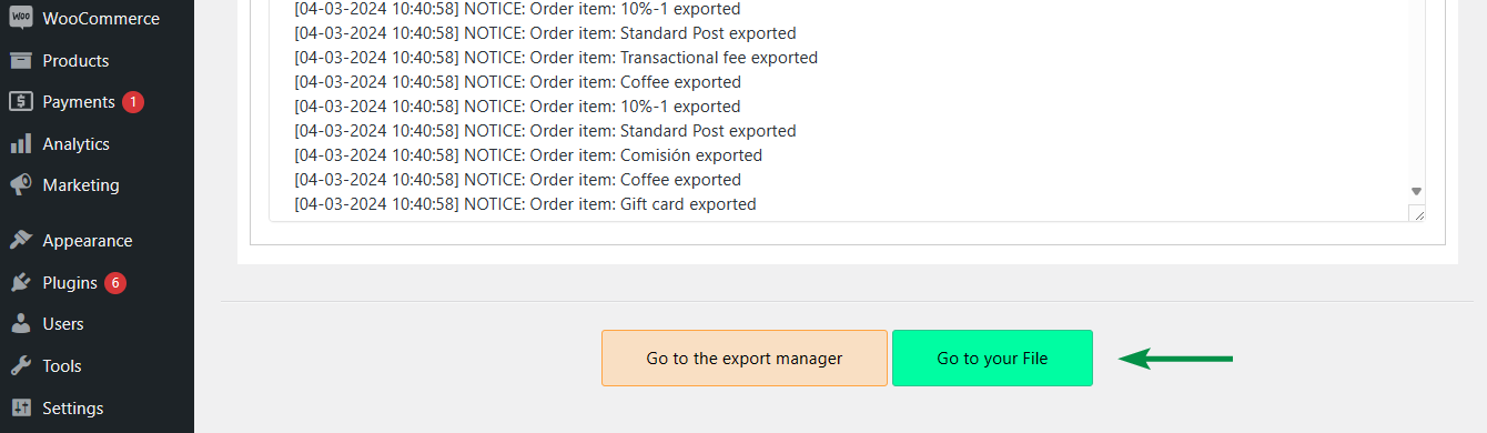 Laden Sie die exportierte Datei herunter
