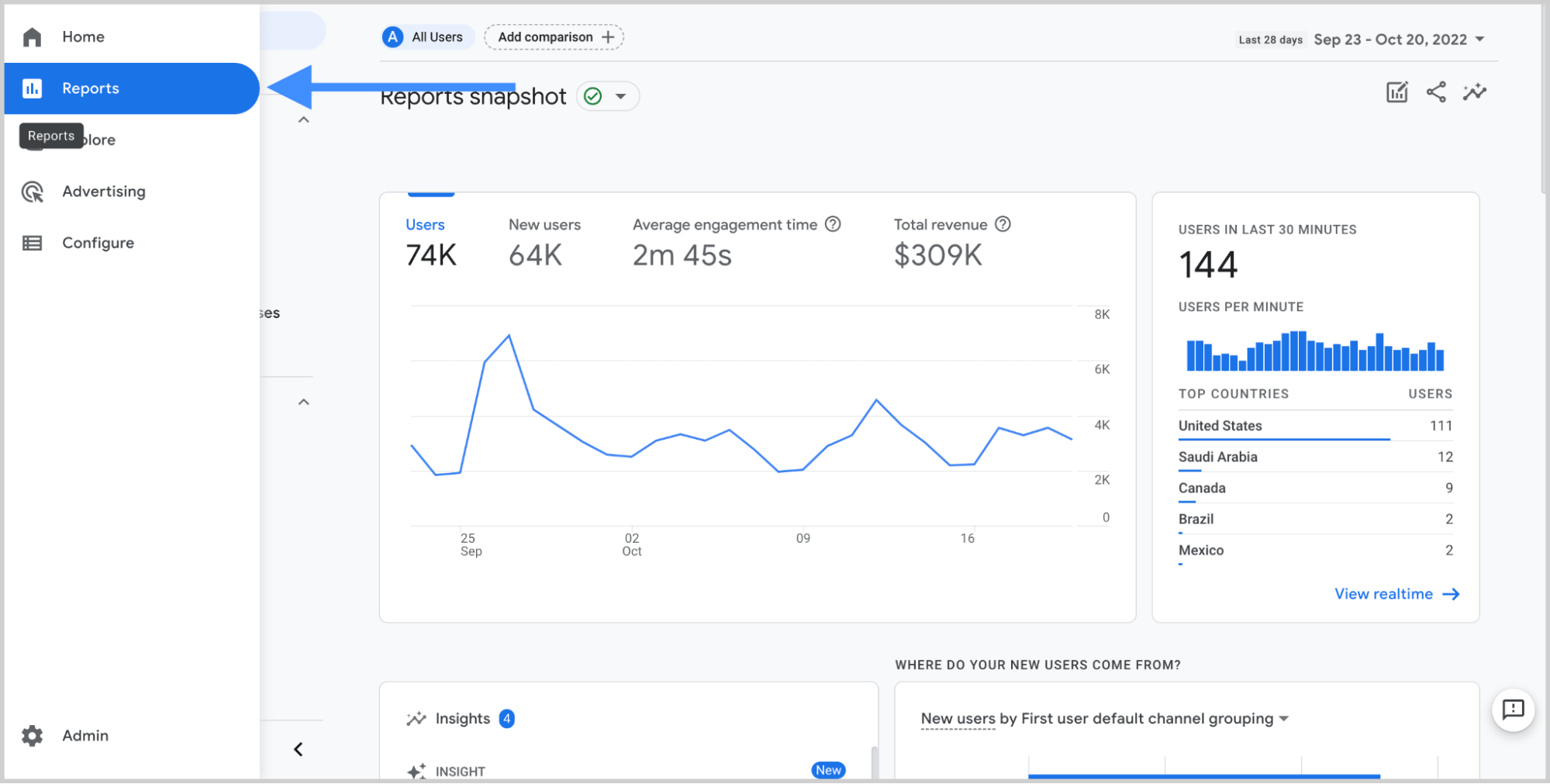 Dasbor Google Analytics