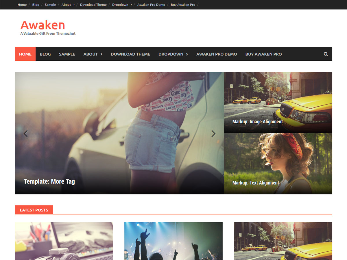 Os melhores temas de revistas WordPress responsivos gratuitos: Awaken