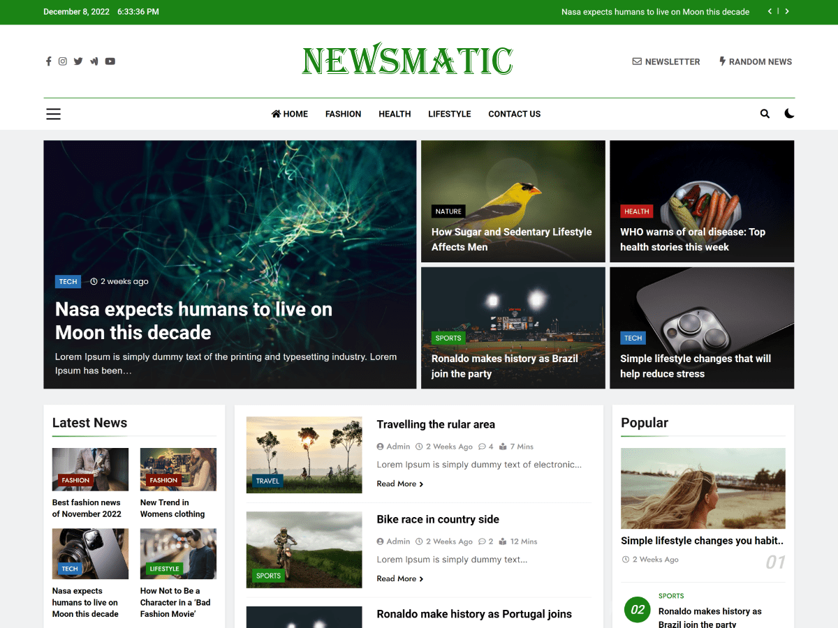 Newsmatic موضوع ووردبريس مجاني