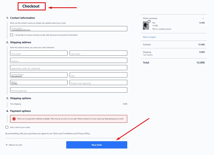 Reindirizza la pagina di pagamento con la visualizzazione finale del plug-in