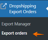 Dropshipping Ekspor Pesanan di menu