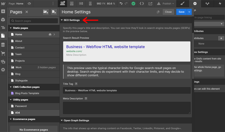 Pengaturan SEO aliran web