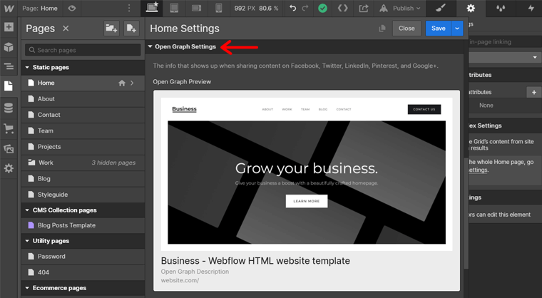 Pengaturan Grafik Buka Alur Web